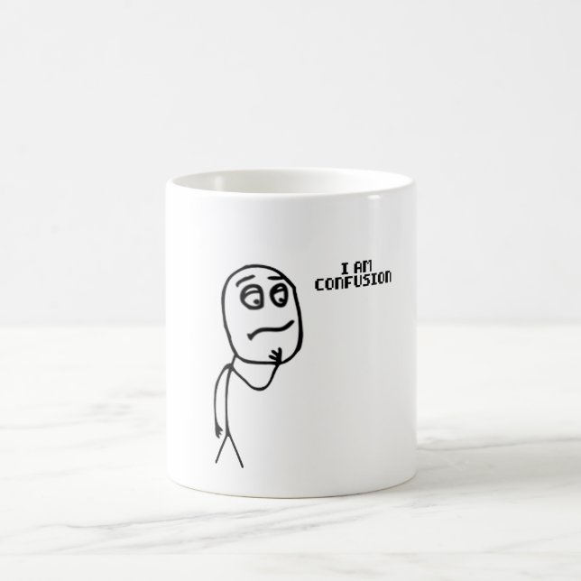 Ich bin Verwirrung Funny Stickman Meme Kaffeetasse (Mittel)