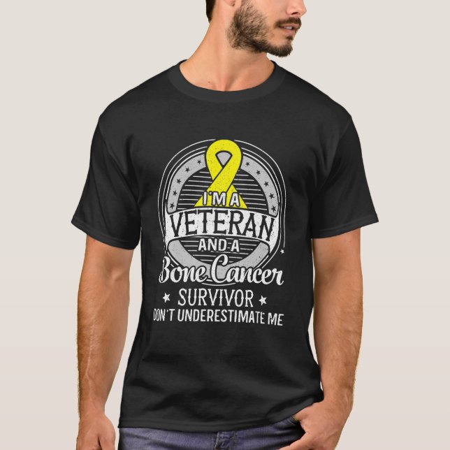 Ich bin Veteran und Knochenkrebsbewusstsein T-Shirt (Vorderseite)