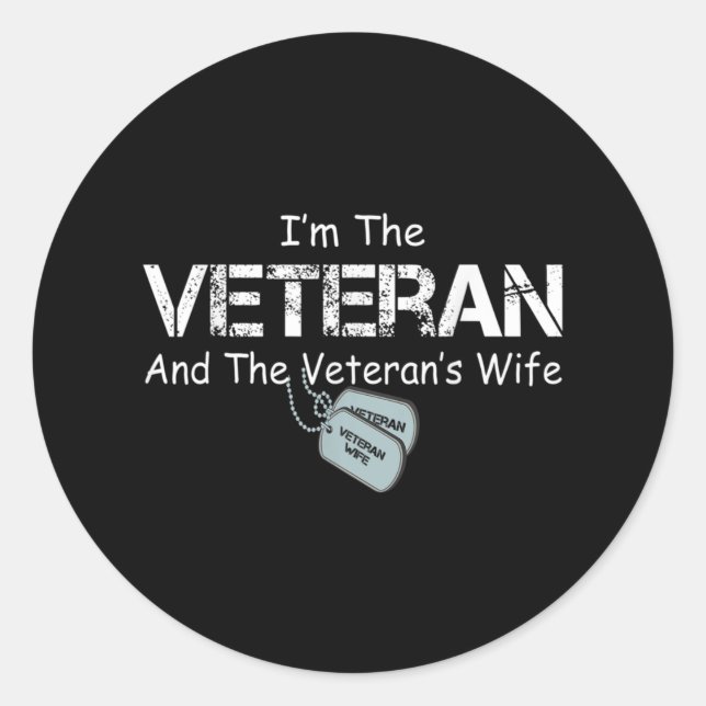 Ich bin Veteran und Veteran-Ehefrau Runder Aufkleber (Vorderseite)
