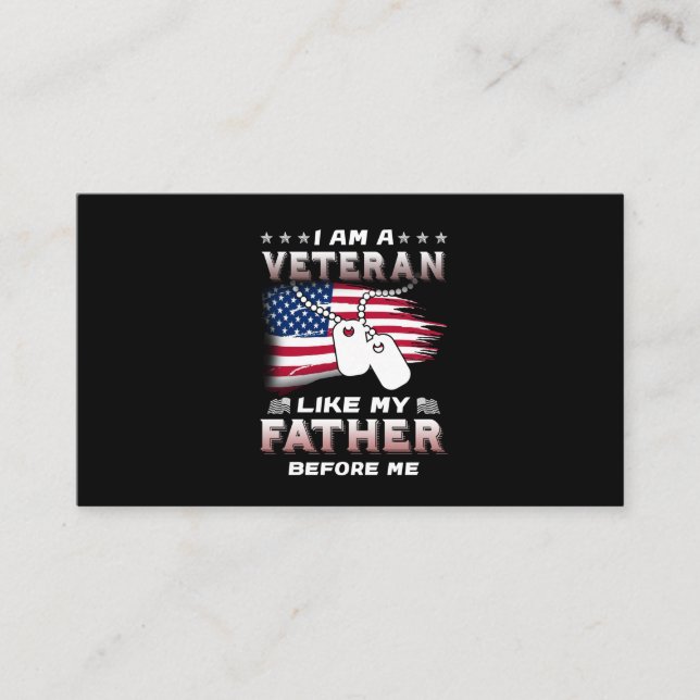 Ich bin Veteran wie mein Vater vor mir Veteran Visitenkarte (Vorderseite)
