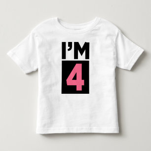 Ich bin vier rosa viertes Geburtstags-Shirt Kleinkind T-shirt