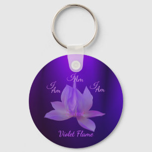 Ich bin Violette Flamme mit Lotus Schlüsselanhänger