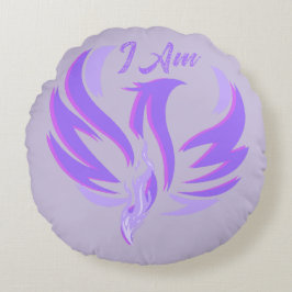 Ich bin violette Flammenfeuervogel-Aufstieg Rundes Kissen