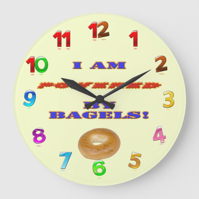 Ich bin von Bagels angetrieben Große Wanduhr (Vorderseite)