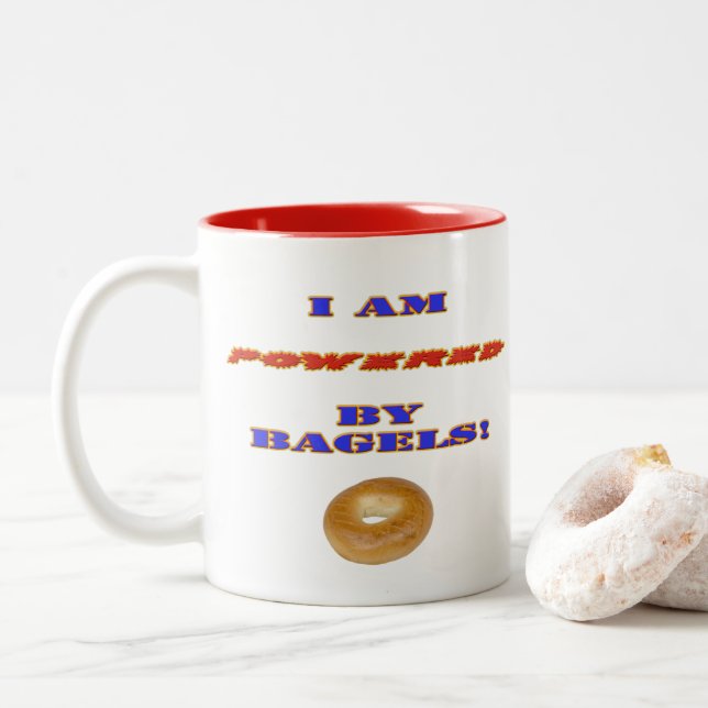 Ich bin von Bagels angetrieben Zweifarbige Tasse (Mit Donut)