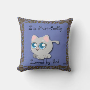 Ich bin von Gott Kitty Pillow geriebt Kissen