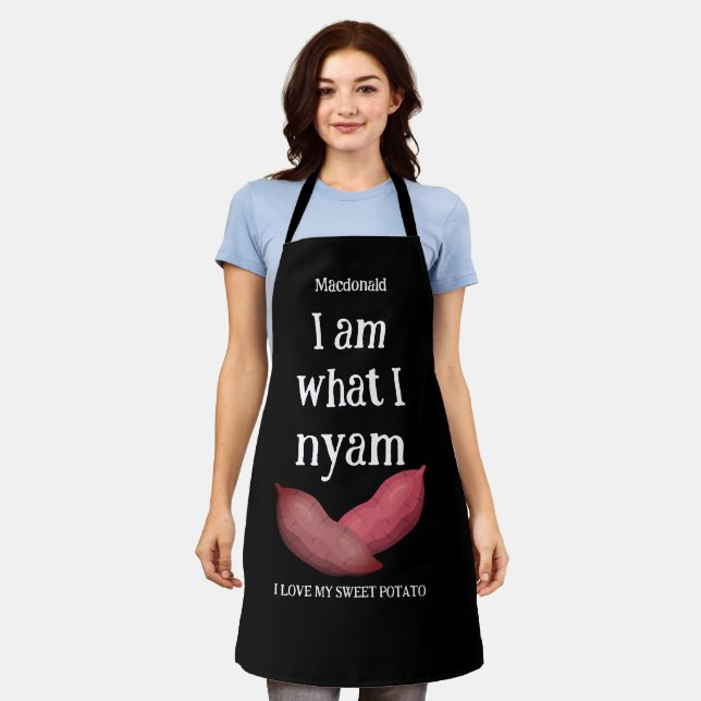 ICH BIN, WAS ICH NYAM Liebe Sweet Potato Paare Schürze (Getragen)