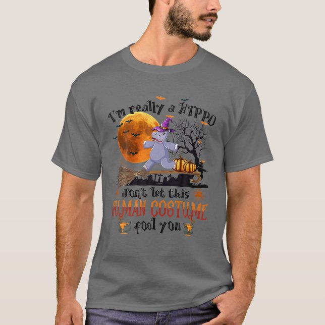 Ich bin wirklich ein Hippo Halloween menschliche K T-Shirt (Vorderseite)