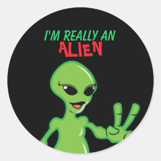 Ich bin wirklich eine Alien Runder Aufkleber