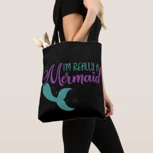 Ich bin wirklich eine Meerjungfrau Lila Aquamarine Tasche