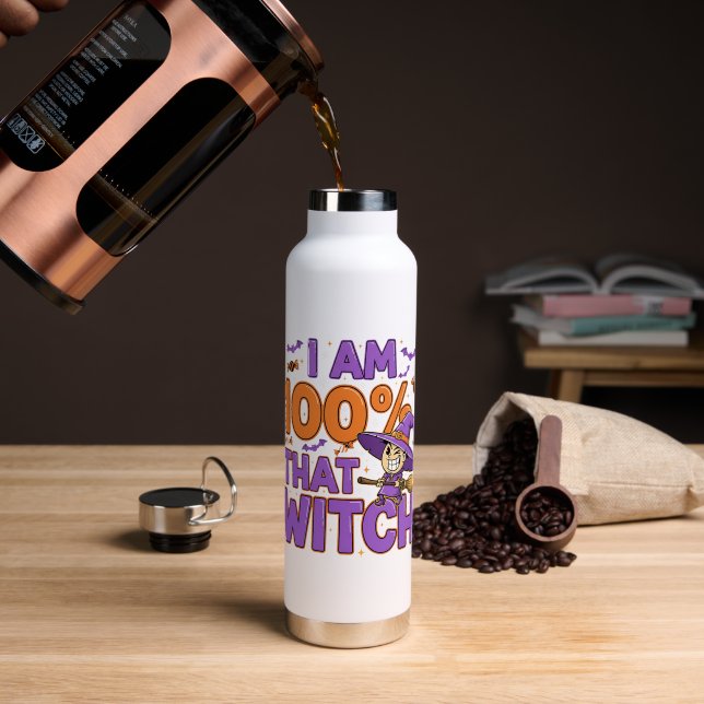 Ich bin zu 100% jener HexenkHalloween-Spaß Trinkflasche (Kaffee (gedreht))
