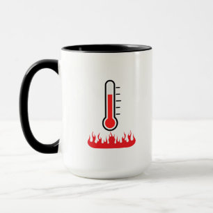 "Ich bin zu heiß zum Anfassen" Feuer & Thermometer Tasse