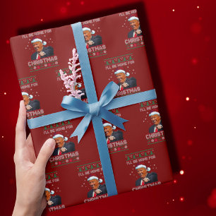 Ich bin zu Weihnachten Zuhause Geschenkpapier