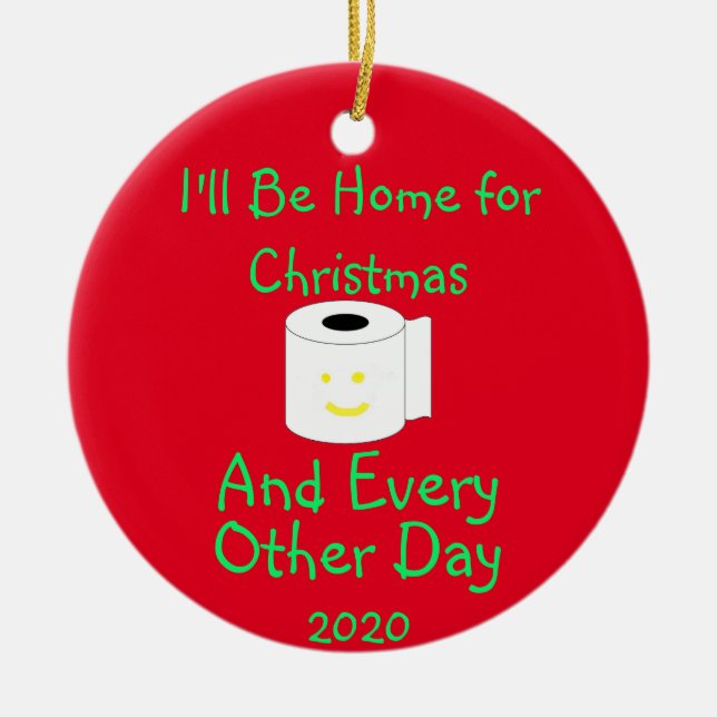 Ich bin zu Weihnachten Zuhause Keramik Ornament (Vorne)