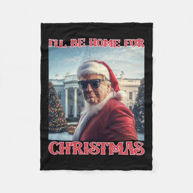 Ich bin Zuhause zu Weihnachten Trump Santa Selfie  Fleecedecke (Vorderseite)