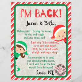 Ich bin zurück Weihnachts-Elf Ankunftsbrief