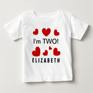 Ich bin zwei der niedliche rote Herz-individuelle Baby T-shirt