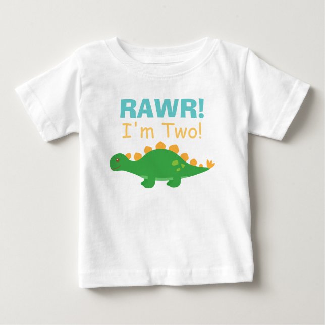 Ich bin zwei, Niedlicher Dinosaurier für Babys Baby T-shirt (Vorderseite)