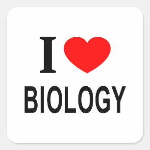 Ich ❤️ BIOLOGIE Ich liebe Biologie Ich mag Biologi Quadratischer Aufkleber