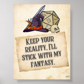 Ich bleibe bei meinem Fantasy Gaming Quotes Poster