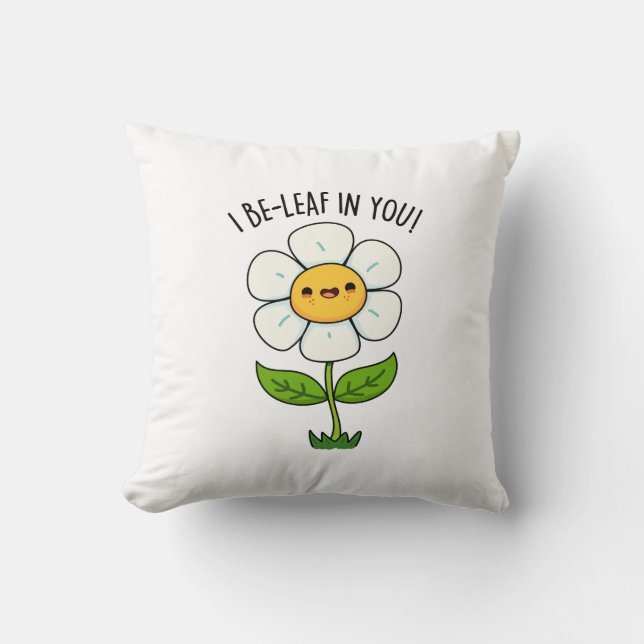 Ich bleibe in deiner sonnigen Blume und einem Leaf Kissen (Vorderseite)