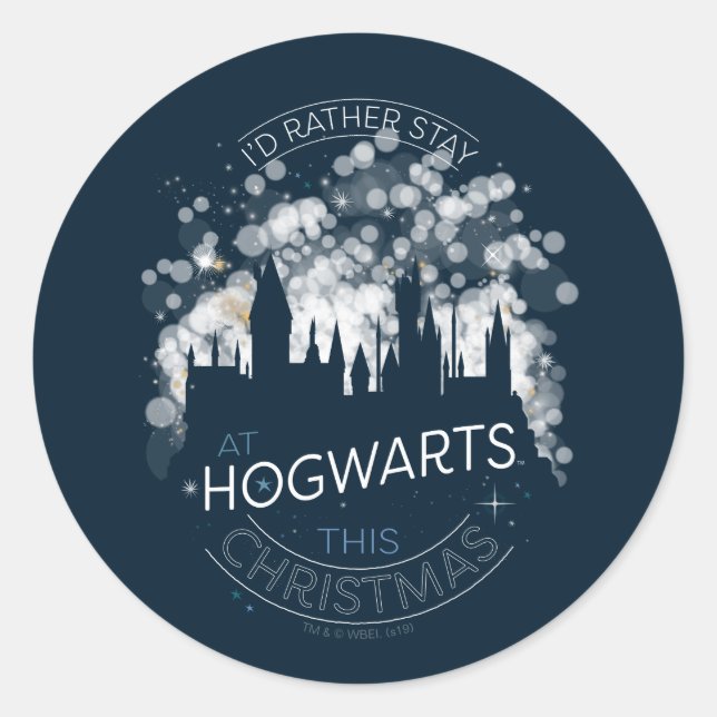 Ich Bleibe lieber bei HOGWARTS™ Magic Lights Art Runder Aufkleber (Vorderseite)