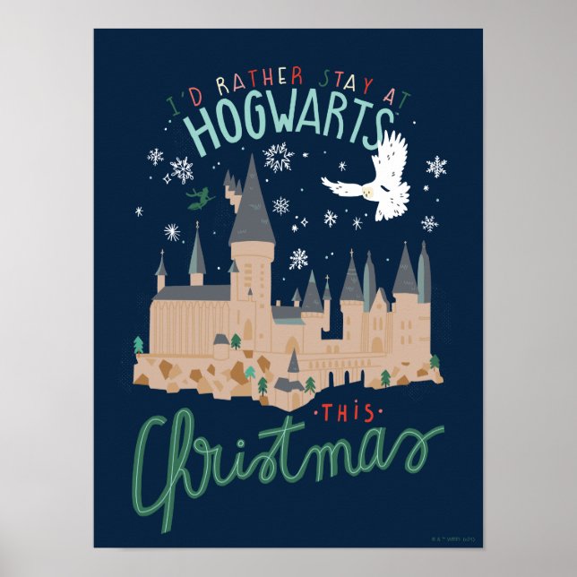 Ich Bleibe lieber zu Weihnachten auf Hogwarts Poster (Vorne)