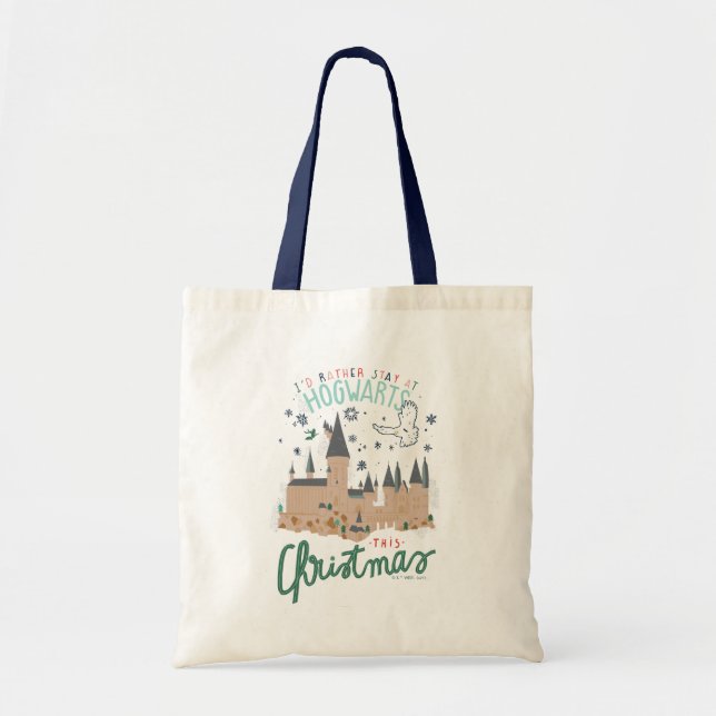 Ich Bleibe lieber zu Weihnachten auf Hogwarts Tragetasche (Vorne)