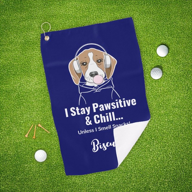 Ich Bleibe Pawsitive und Chill Hund Funny Beagle Golfhandtuch (Von Creator hochgeladen)