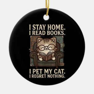 Ich bleibe zu Hause Ich lese Bücher Ich streichle Keramik Ornament