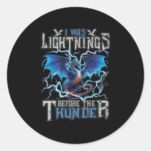 Ich blitzte vor dem Thunder-Fantasiedrache Runder Aufkleber