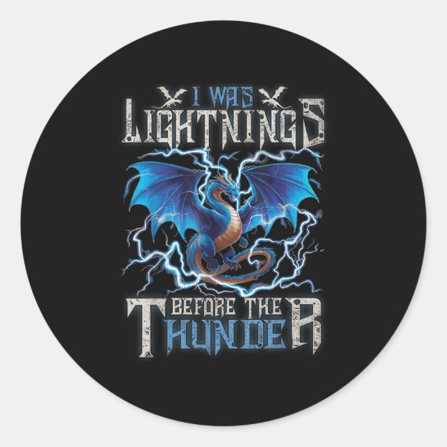 Ich blitzte vor dem Thunder-Fantasiedrache Runder Aufkleber (Vorderseite)