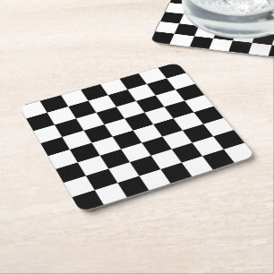 Ich blute, Karo-Schwarz-weiße Checkered Gewohnheit Rechteckiger Pappuntersetzer