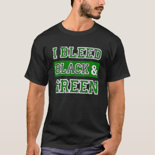 Ich blutete Black & Green Sports Team Game Day T-Shirt