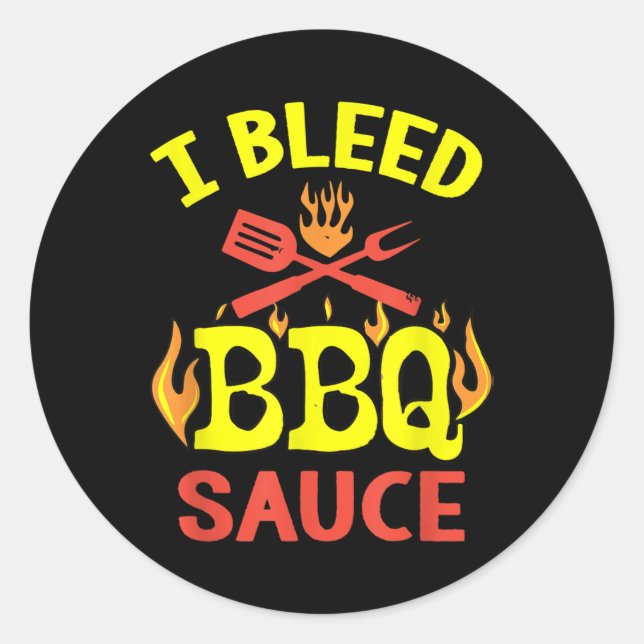 Ich blutete Grillen Sauce - Funny Grillen Master G Runder Aufkleber (Vorderseite)