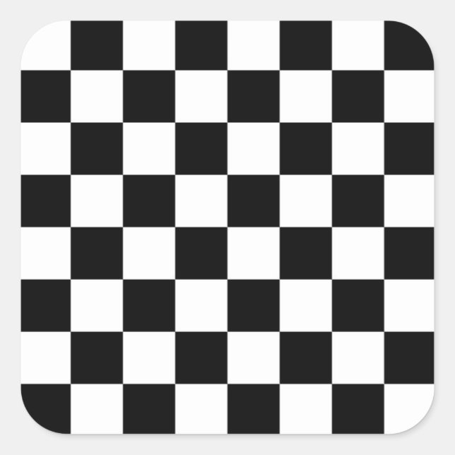 Ich blutete Racing Karo Schwarz-weiß Checked Custo Quadratischer Aufkleber (Vorderseite)