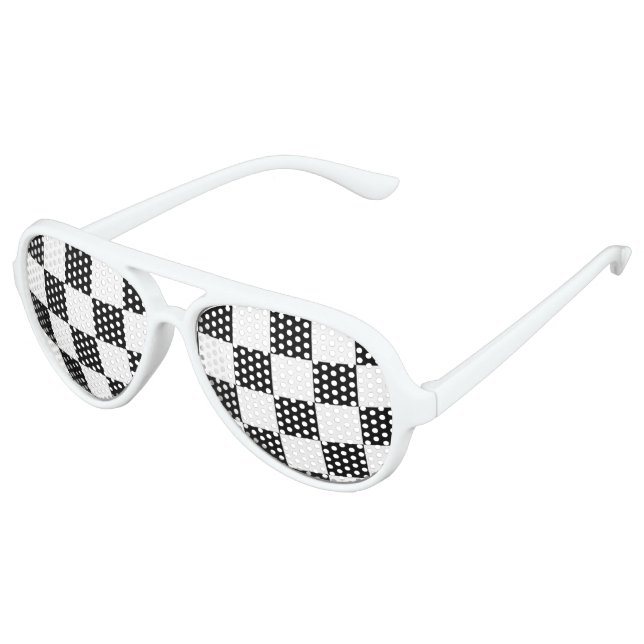 Ich blutete Racing Karo Schwarz-weiß Checked Custo Sonnenbrille (Schrägansicht)