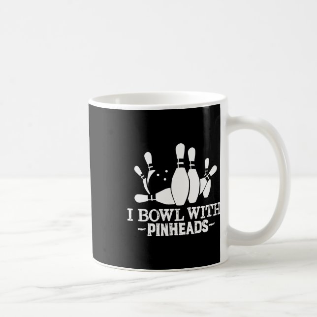 Ich bowl mit Button-Köpfen Funny Bowling Bekleidun Kaffeetasse (Rechts)