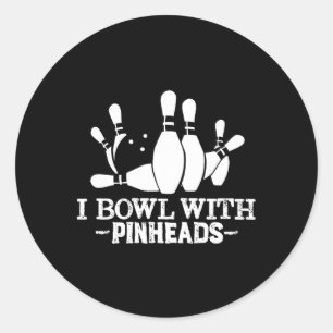 Ich bowl mit Button-Köpfen Funny Bowling Bekleidun Runder Aufkleber