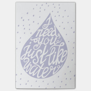 Ich brauche dich nur wie Wasser Post-it Klebezettel