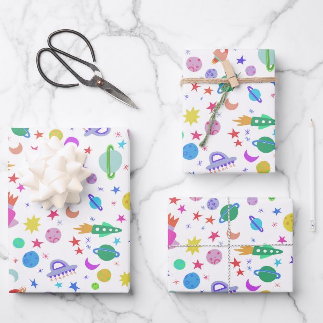 Ich brauche ein Raumflugplanmuster Niedlich Geschenkpapier Set (Vorderseite)