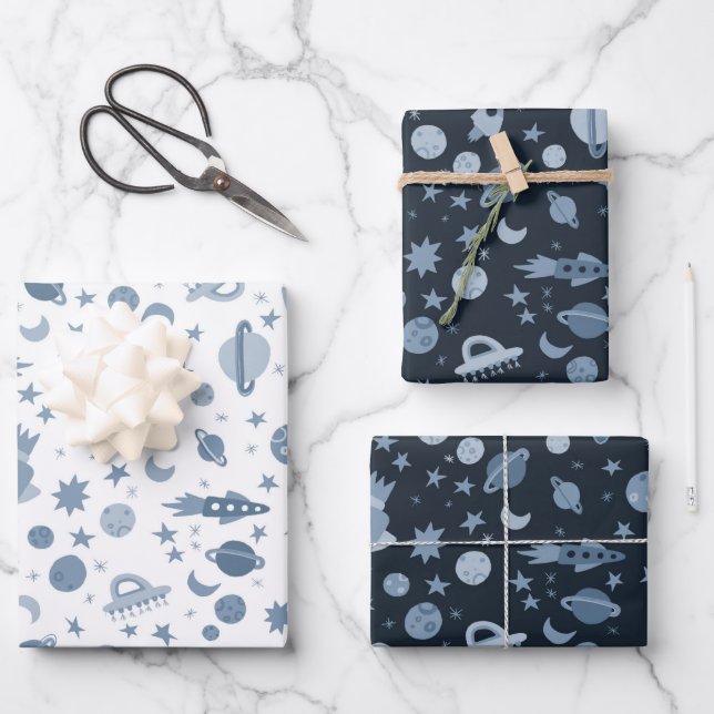 Ich brauche ein Raumflugplanmuster Niedlich Geschenkpapier Set (Vorderseite)