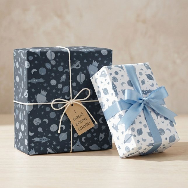 Ich brauche ein Raumflugplanmuster Niedlich Geschenkpapier Set (I Need Some Space UFO Rocket Planet Pattern Cute Wrapping Paper Sheets
)