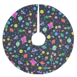 Ich brauche ein Raumflugzeug-Raumflugplanmuster Polyester Weihnachtsbaumdecke