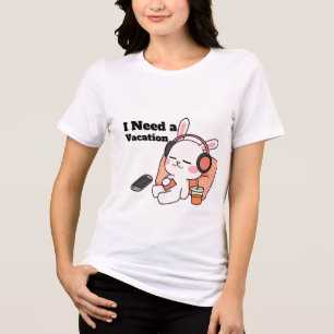 Ich brauche einen Urlaub Süße Katze Chillen Tri-Blend Shirt