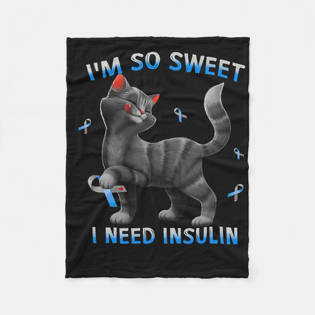 Ich brauche Insulin Fun Cat Diabetes Awarene Fleecedecke (Vorderseite)