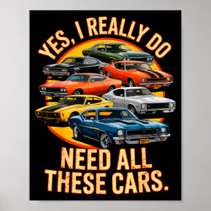 Ich brauche ja alle Autos Retro Poster