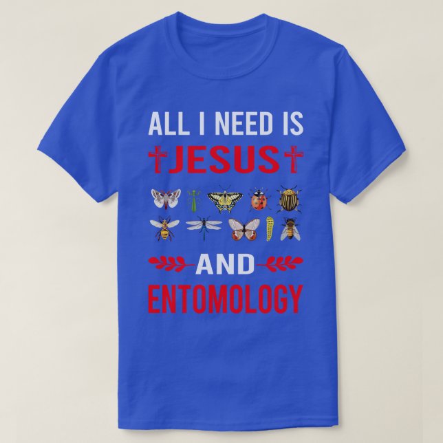 Ich brauche Jesus und Entomologie Entomologe Insek T-Shirt (Design vorne)