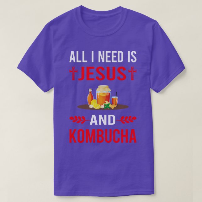 Ich brauche Jesus und Kombucha Booch T-Shirt (Design vorne)