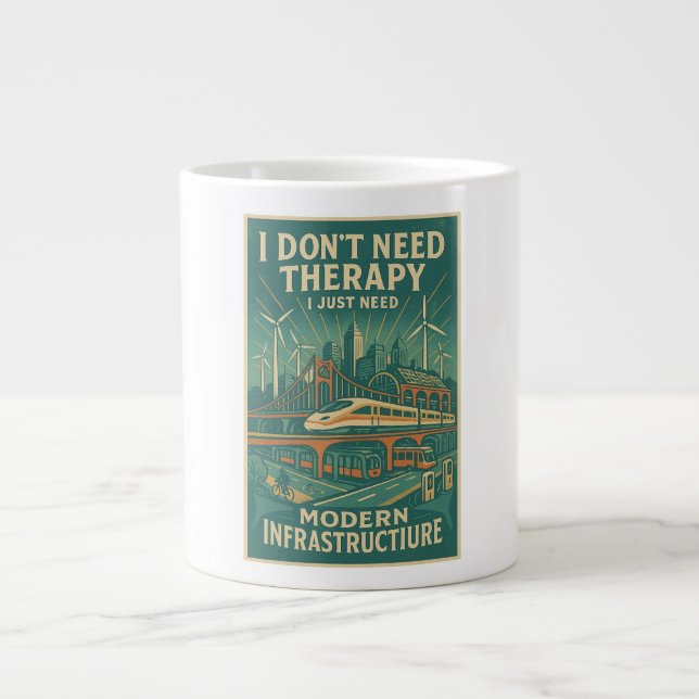 Ich brauche keine Therapie, ich brauche moderne In Jumbo-Tasse (Vorderseite)